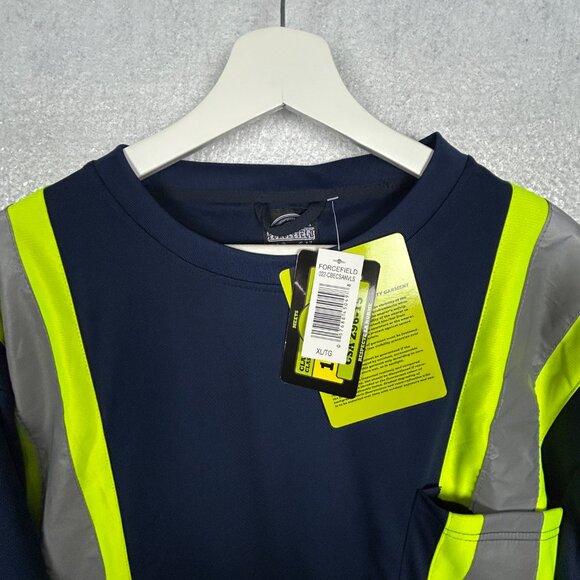 Safety Shirt Mens‎ XL Long Sleeve Reflective Jersey Navy Green Pepsi - Picture 5 of 14